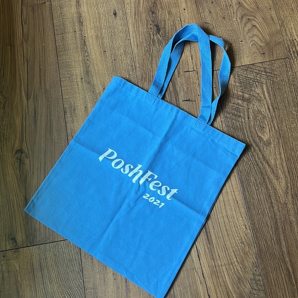 POSHMARK Blue Canvas Tote from Poshfest 2021 Event NWOT Posh Boss Travel Bag PFF - Picture 1 of 2